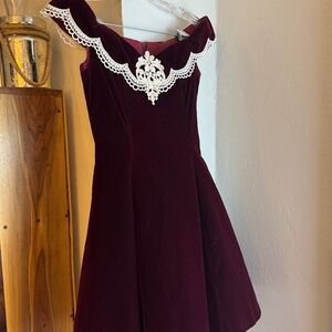 Jessica McClintock Vintage Red Velvet Valentine’s A Frame Dress